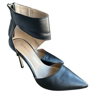 DYNAMITE BLACK LEATHER POINTED TOE 4" HIGH HEELS SIZE  7.5